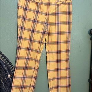 Anthropologie Yellow and Blue Plaid Pants